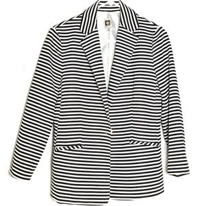 Anne Klein Black & White Striped Blazer | M